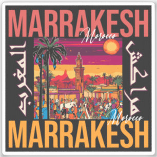 Marrakech Marocko souk Turavel Souvenir Klistermärken