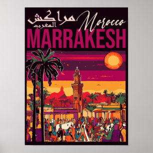 Marrakech Marocko souk Turavel Souvenir Poster