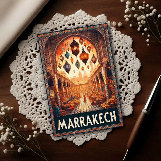 Marrakech Marocko Vintage Marknad Resa Vykort (Skapare uppladdad)