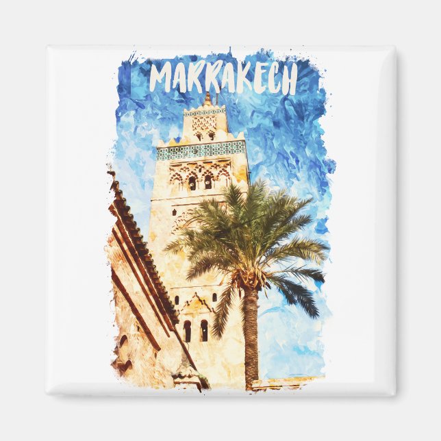 Marrakech Marocko Vintage resor Magnet (Framsidan)