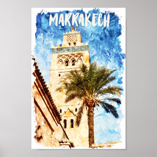Marrakech Marocko Vintage resor Poster (Framsidan)