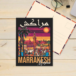 Marrakech Marocko Vintage resor Souvenirs Vykort
