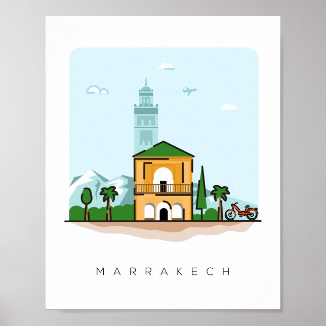 Marrakech Marockos illustration av reseaffisch Poster (Framsidan)