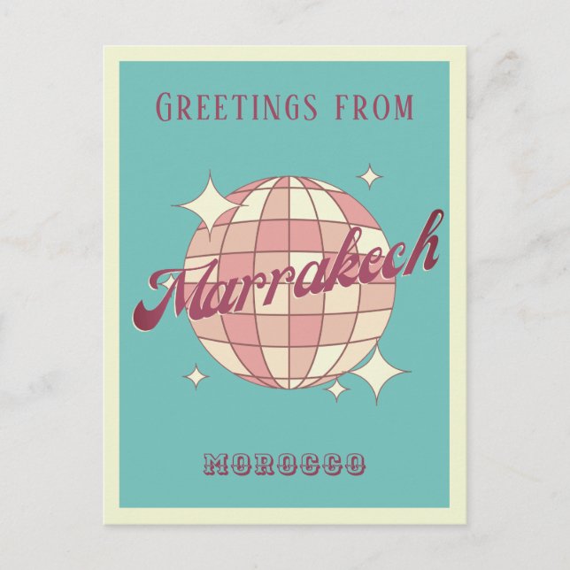 Marrakech Marockos retro-vykort för semester Vykort (Framsida)