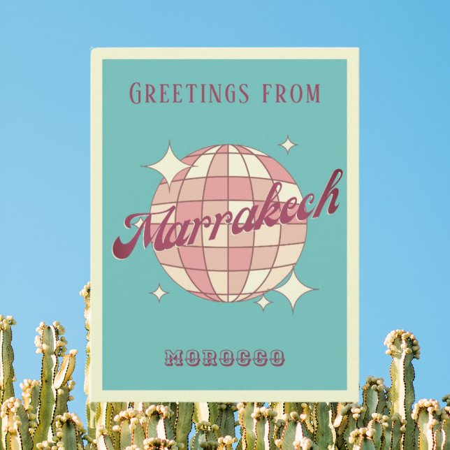 Marrakech Marockos retro-vykort för semester Vykort (Skapare uppladdad)