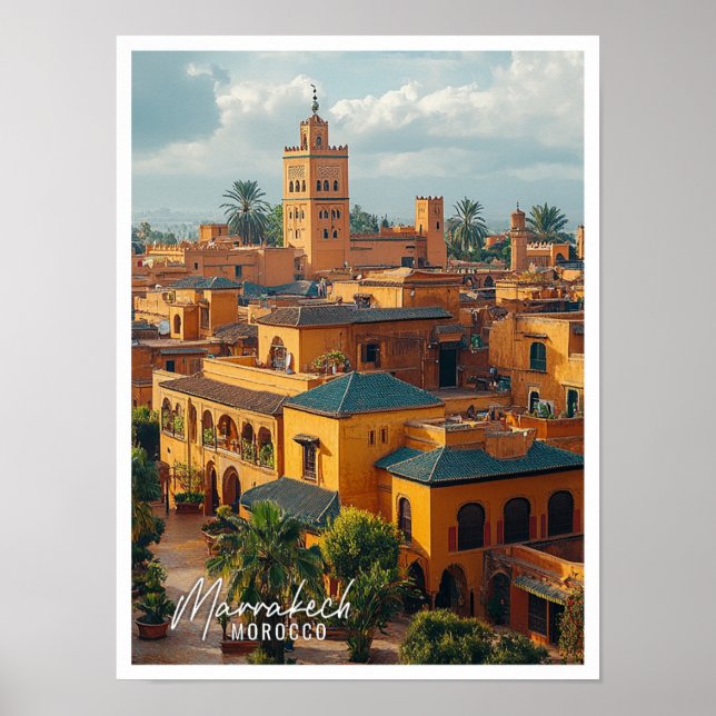Marrakech Marockos stadsyta, vacker ställe Poster (Framsidan)