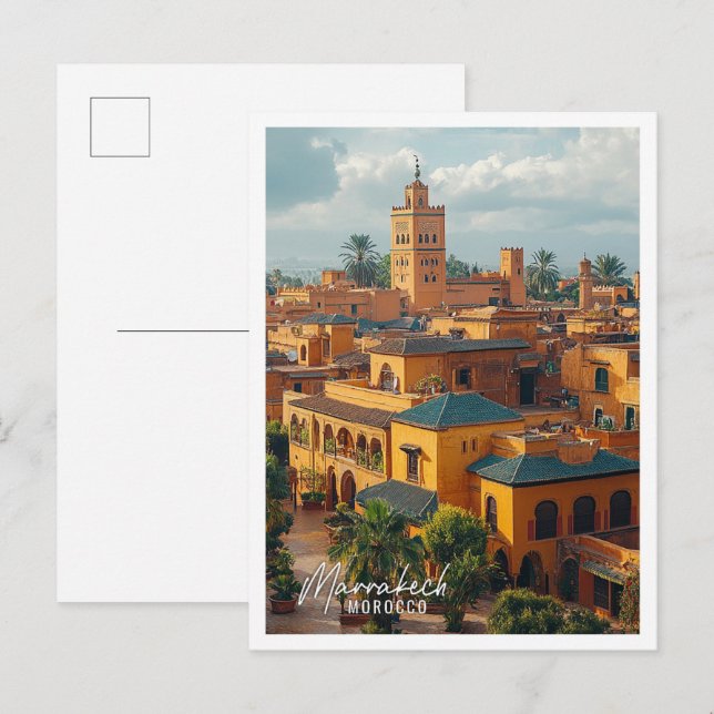 Marrakech Marockos stadsyta, vacker ställe Vykort (Fram/baksida)