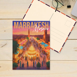 Marrakech Marockos turistresa i Souvenir Vykort