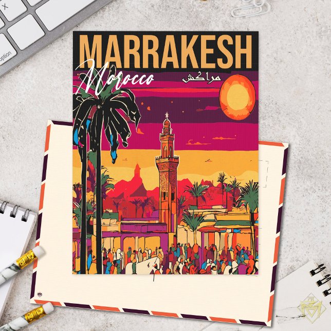 Marrakech Marockos turistresa i Souvenir Vykort (Skapare uppladdad)