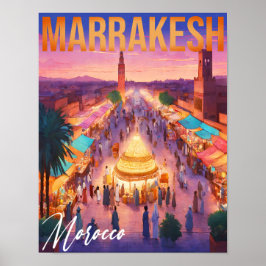 Marrakech Marockos Vintage resor-turism Souvenir Poster