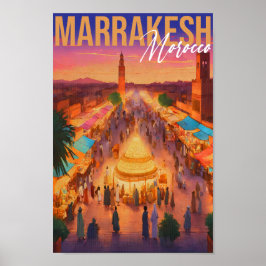Marrakech Marockos Vintage resor-turism Souvenir Poster