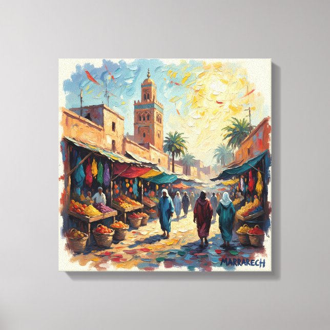 Marrakech Medina Marketplace Stretched Canvas (Framsida)