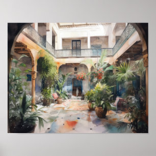 Marrakech Riad Marocko Painting Art Print Poster