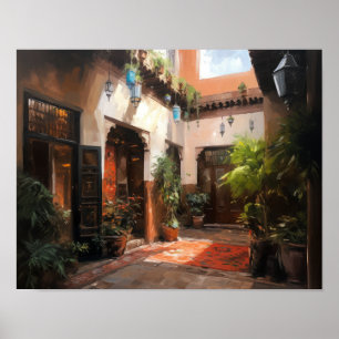 Marrakech Riad Marocko Painting Art Print Poster