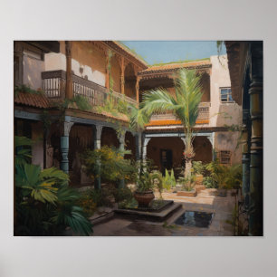 Marrakech Riad Marocko Painting Art Print Poster