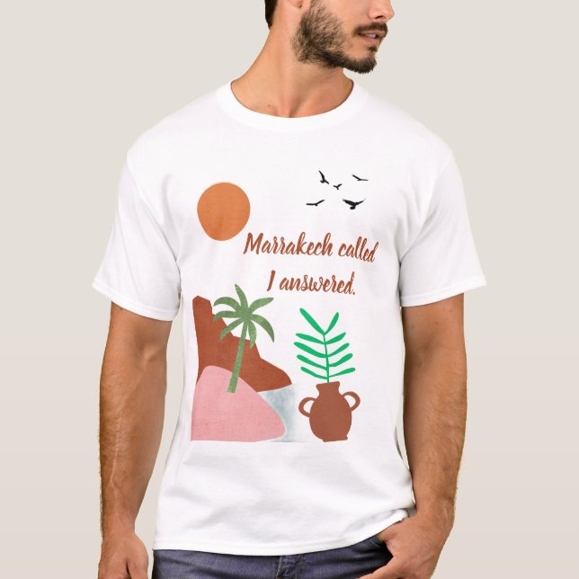 Marrakech Ringde Jag Svardade Boho Öken T-Shirt (Framsida)