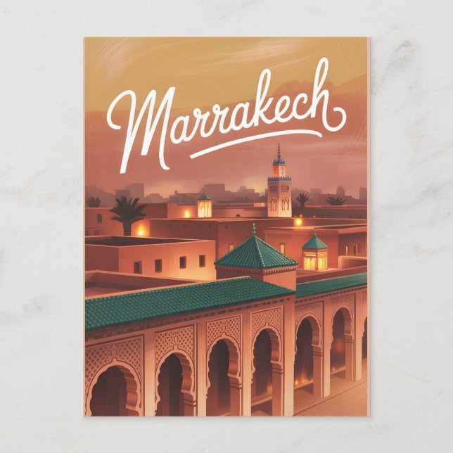 Marrakech vintage vykort (Framsida)