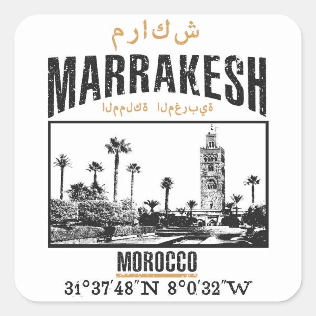 Marrakesh Fyrkantigt Klistermärke (Framsida)