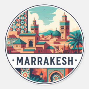 Marrakesh Marocko Resa Runt Klistermärke