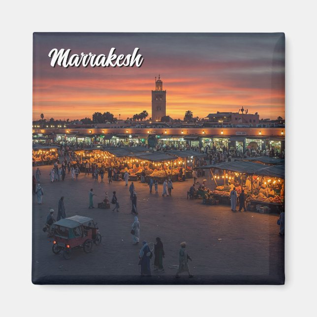 Marrakesh Marocko Travel Magnet (Framsidan)