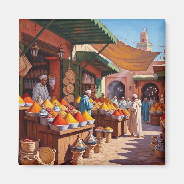 Marrakesh Marocko Travel Magnet (Framsidan)