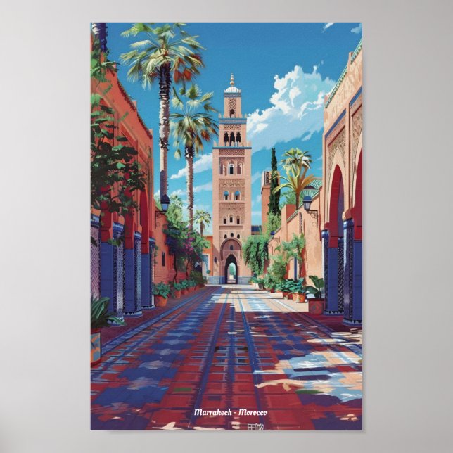 Marrakesh Marocko Travel Poster (Framsidan)