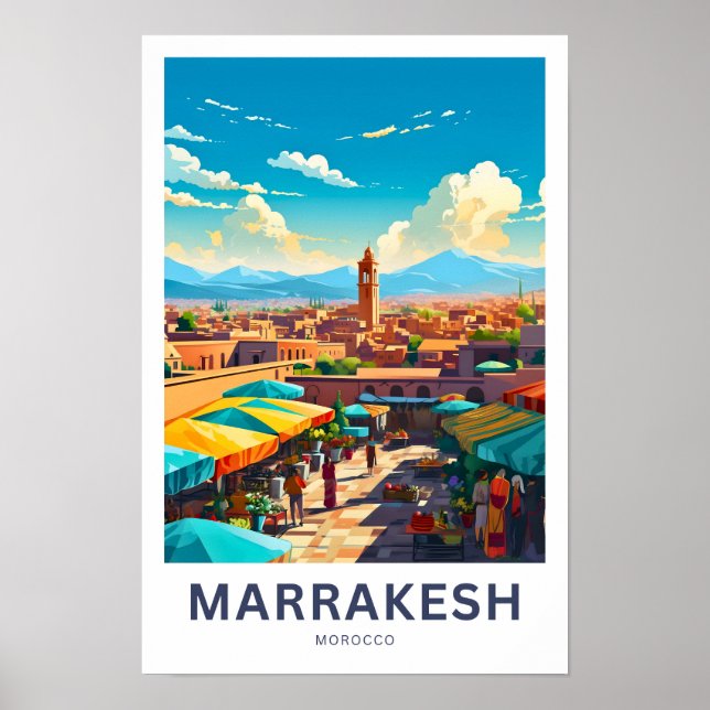 Marrakesh Marocko Travel Print Poster (Framsidan)