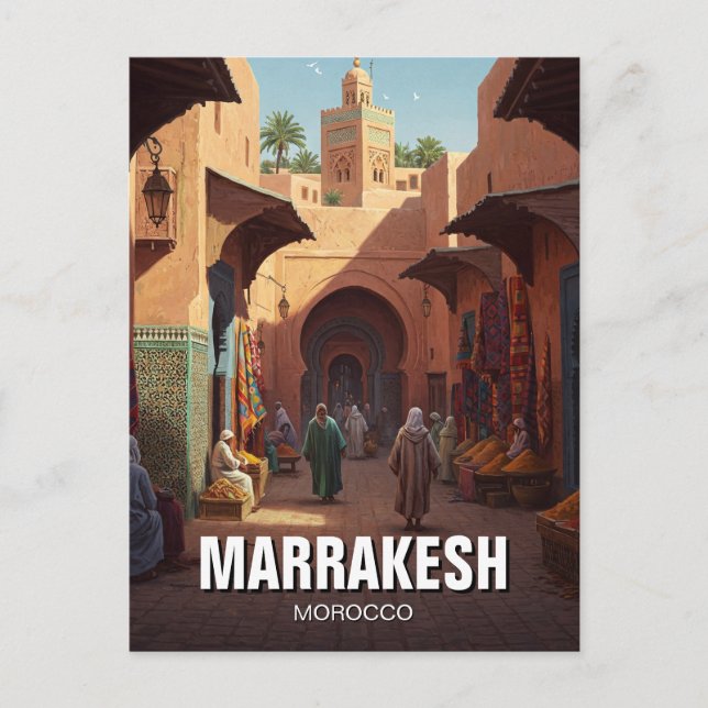 Marrakesh Marocko Travel Vykort (Framsida)
