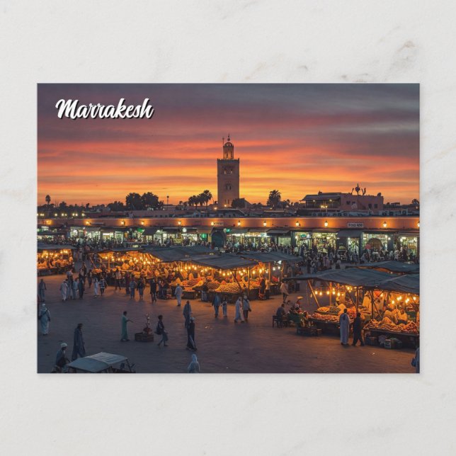 Marrakesh Marocko Travel Vykort (Framsida)
