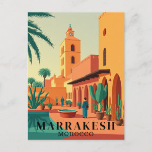 Marrakesh Marocko Vintage Resa Vykort