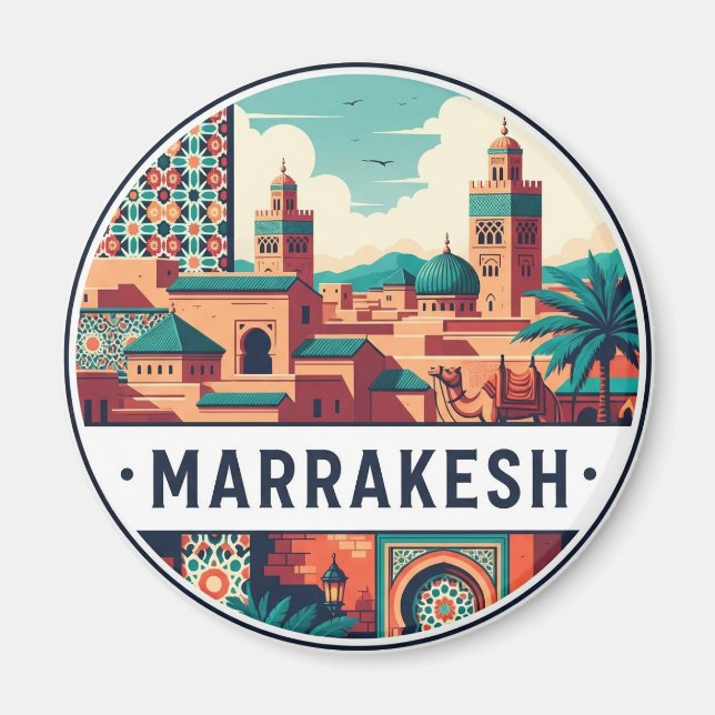 Marrakesh Morocco Travel Magnet (Framsidan)