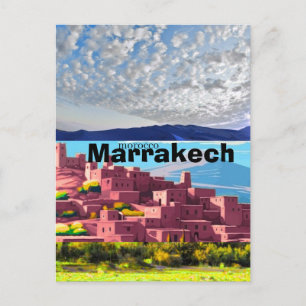 Marrakesh Resemål Konst, Marocko Resemål Vykort