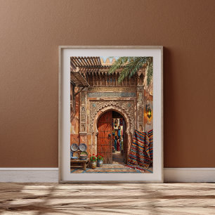Marrakesh Souk Marknadsplats Marockansk Dörrkonst Poster