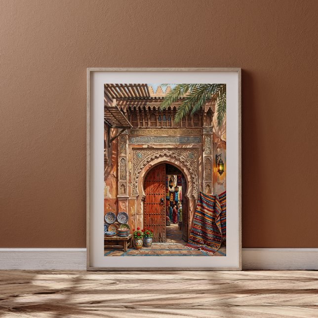 Marrakesh Souk Marknadsplats Marockansk Dörrkonst Poster (Skapare uppladdad)