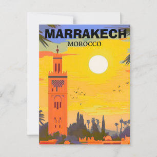 Marrakesh Travel Postcard Art, Marockos resepost Vykort