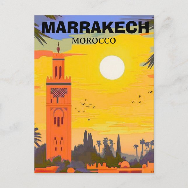 Marrakesh Travel Postcard Art, Marockos resepost Vykort (Framsida)