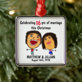 Marriage Christmas Cartoon Julgransprydnad Metall