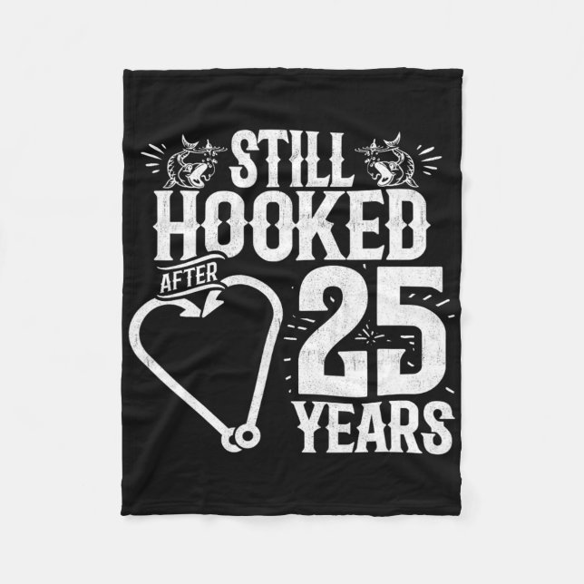 Married 25 Years - Fishing Couple - 25th Wedding A Fleecefilt (Framsidan)