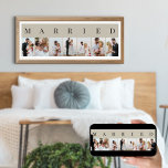 MARRIED 7 Bild Natural and Black Photo Collage Poster<br><div class="desc">Eleganten poster utskrift, personlig med dina bröllop-foton. En snyggt i färg-paletten i neutralt med natura och svarta - perfekt för nyfödda och jubileumsgåvor. Fotomallen är inställd så att du kan lägga till 7 av din favoritfilm bilder som visas i porträtt-format i en enkel rutnätsfotosamling i stil. MARRIED är skrivet i...</div>