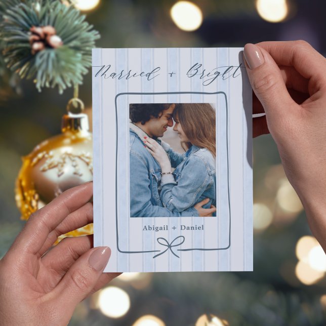 Married and Bright Hand Drawn Frame Photo Wedding Tack Kort (Skapare uppladdad)