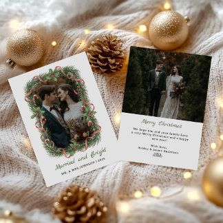Married and Bright Photo Christmas Holiday Card Julkort