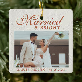 Married and Bright Photo Keepsake Wedding Julgransprydnad Keramik