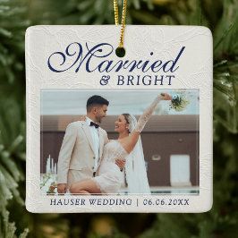Married and Bright Photo Keepsake Wedding Julgransprydnad Keramik