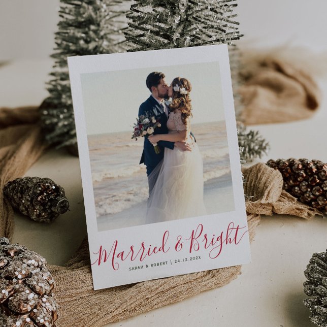 MARRIED & BRIGHT bröllop-meddelande Vykort (Skapare uppladdad)