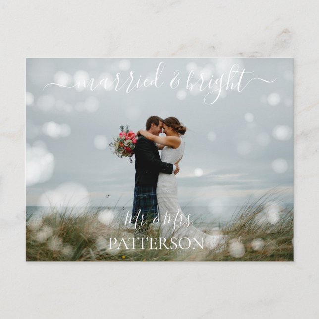 Married & Bright Kundenspezifische Foto Helg Vykort (Framsida)