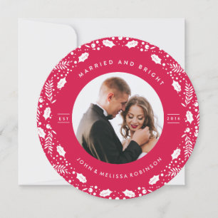 MARRIED & BRIGHTJUST MARRIED PHOTO CHRISTMAS CARD JULKORT