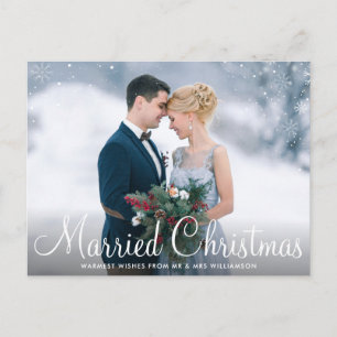 MARRIED CHRISTMAS elegant bröllop-meddelande Vykort