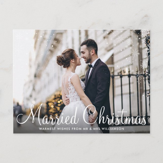 MARRIED CHRISTMAS | fotot för vitt skript Vykort (Framsida)