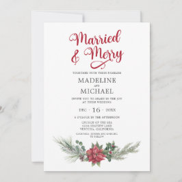 Married God jul Watercolor Bröllop Inbjudningar