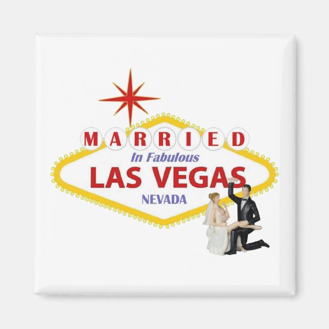 MARRIED in Fabulous Las Vegas with Bride & Groom M Magnet (Framsidan)